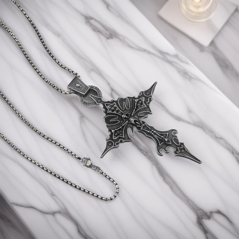 Wholesale Gothic Skull Cross Stainless Steel Necklace Punk Men S Everyday Jewelry Accessory