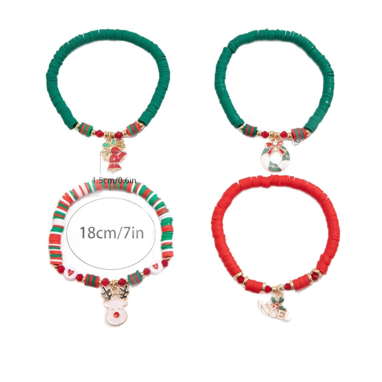 Bracciale natalizio colorato in argilla polimerica all'ingrosso