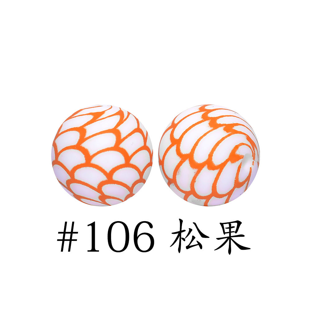 Wholesale 50pcs 15mm Pine Cones Silicone Round Beads DIY Bead Accessories ACC-BDS-HeSheng008