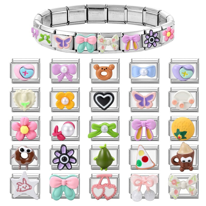 Wholesale Italian Charm Bracelet 9mm DIY Splicing Cute Creative Stainless Steel Composable Bracelet