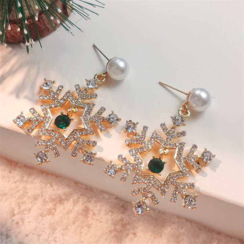 Wholesale Flash Diamond Snowflake Earrings