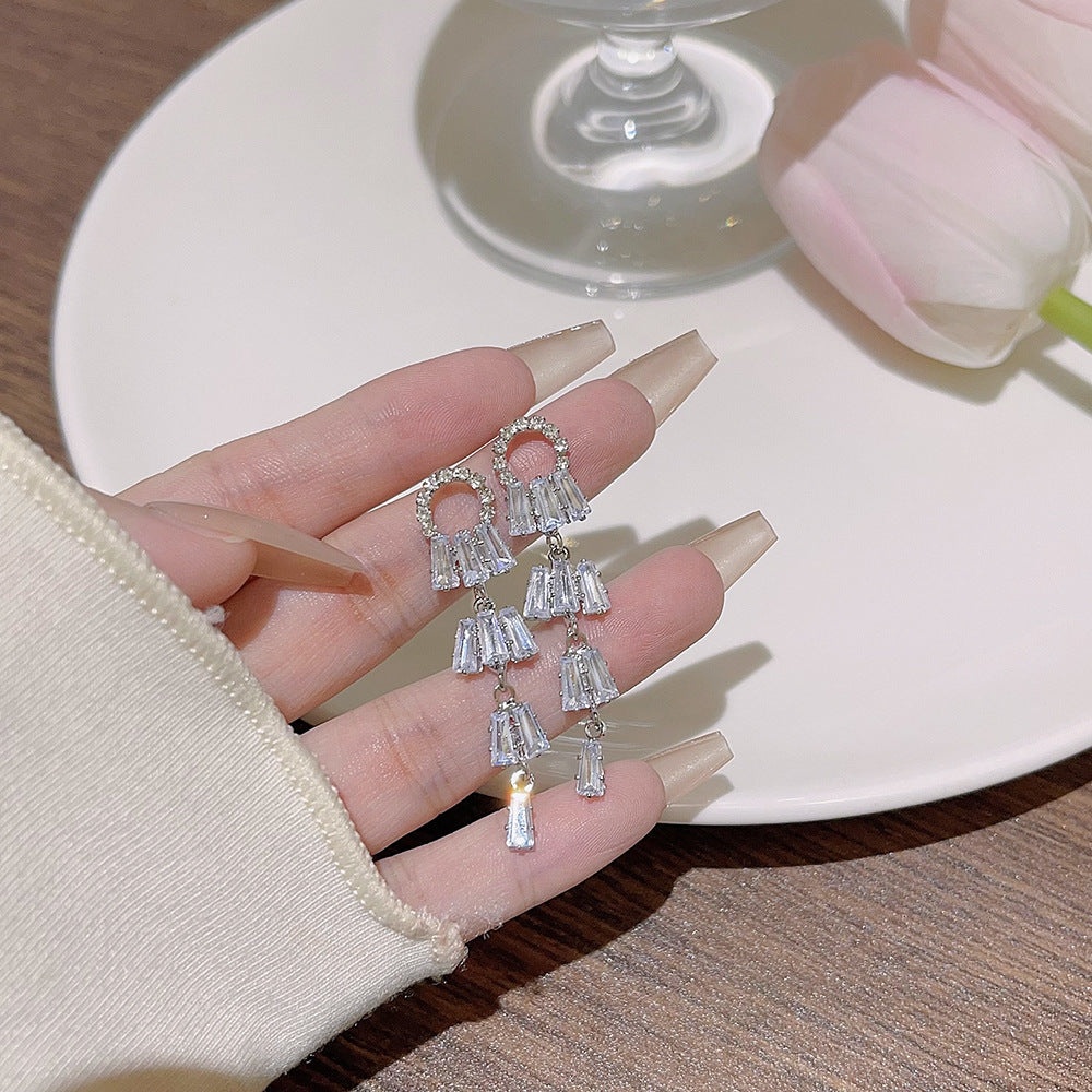 Wholesale 925 silver needle super shiny tassel earrings