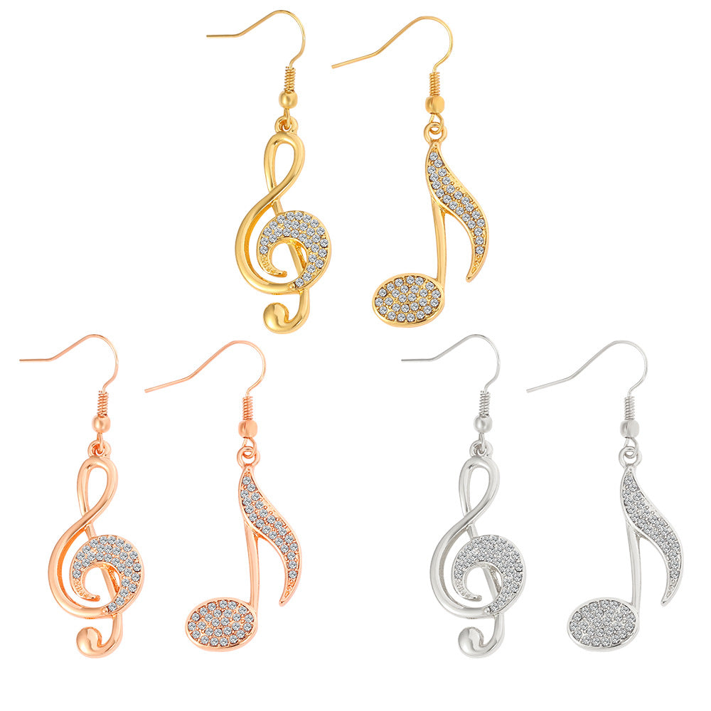 Wholesale  elegant temperament Diamond note music earring