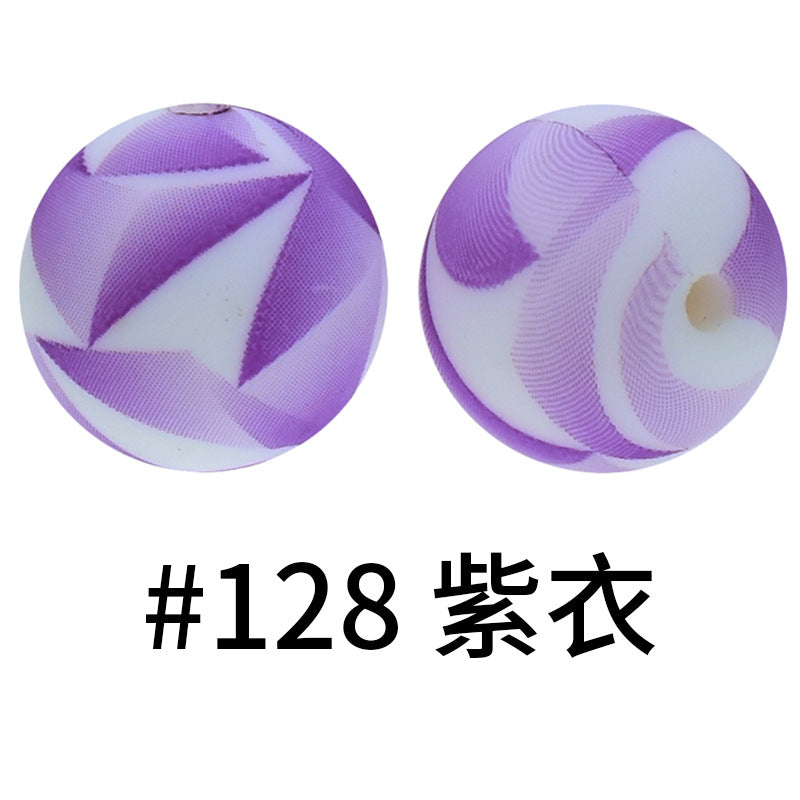 Wholesale 50pcs 15mm Western Style Leopard Skull Color Aztec Printed Silicone Balls Beads ACC-BDS-HeSheng006