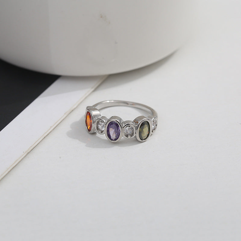 Wholesale Colored copper-inlaid zircon rings