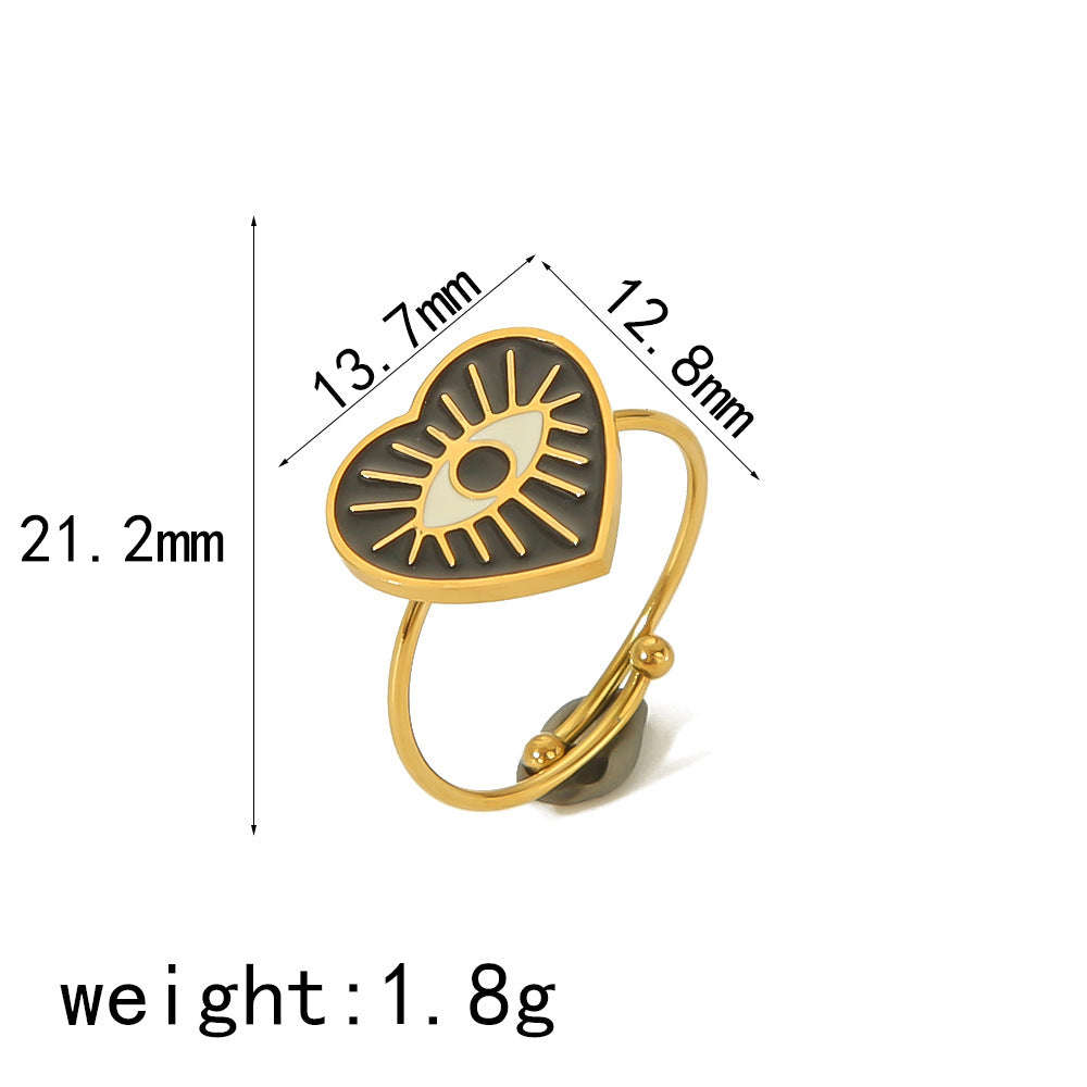 Wholesale Four Leaf Clover Love Heart 18K Gold Stainless Steel Open Adjustable Rings ACC-RS-LiQuan002
