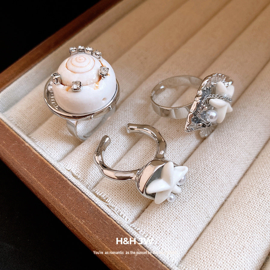 Wholesale Silver Shell Boho Open Ring,  Fashion Jewelry for Women Gift
