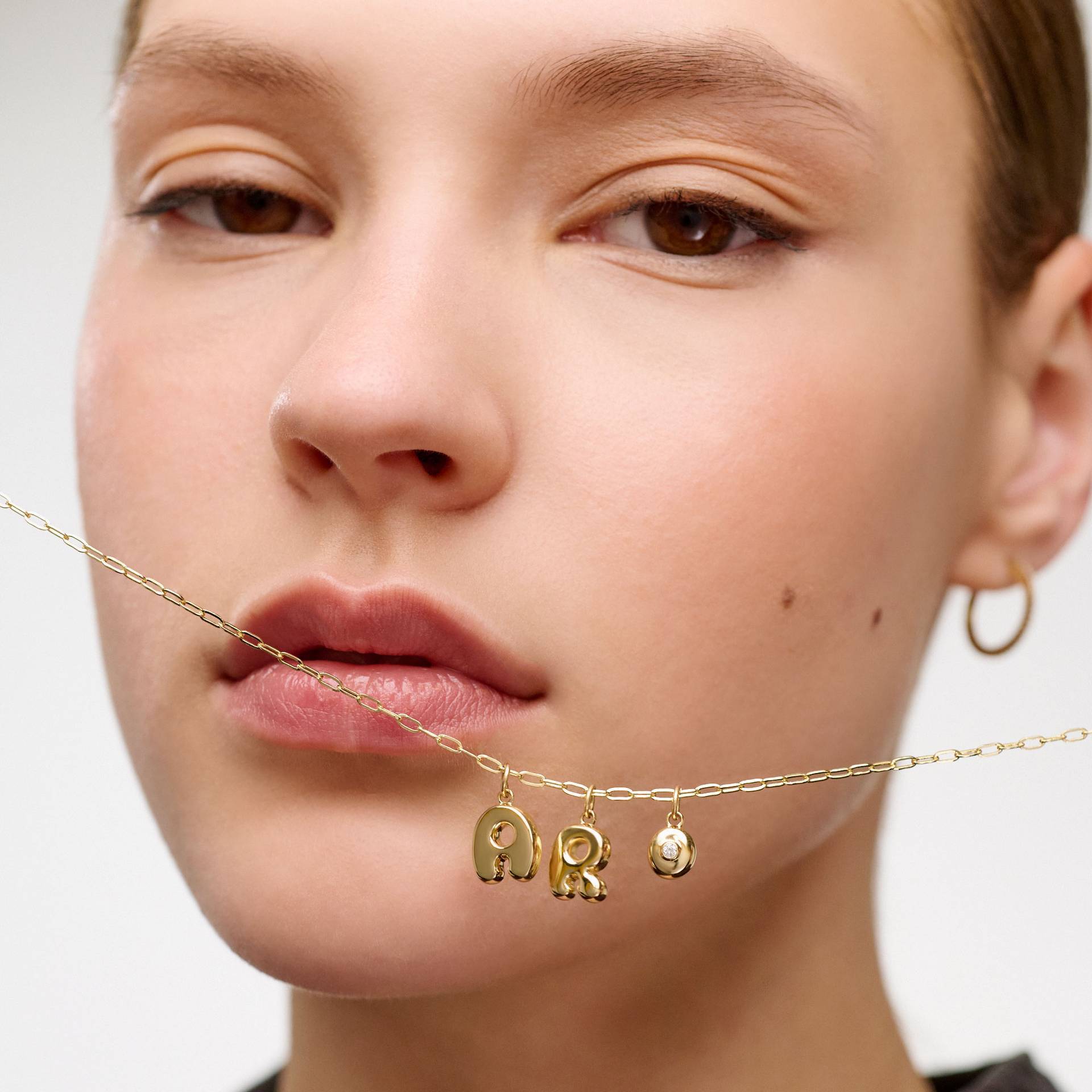 Wholesale Stainless Steel Bubble Letter Pendant 18K Real Gold 26 Letter Necklace