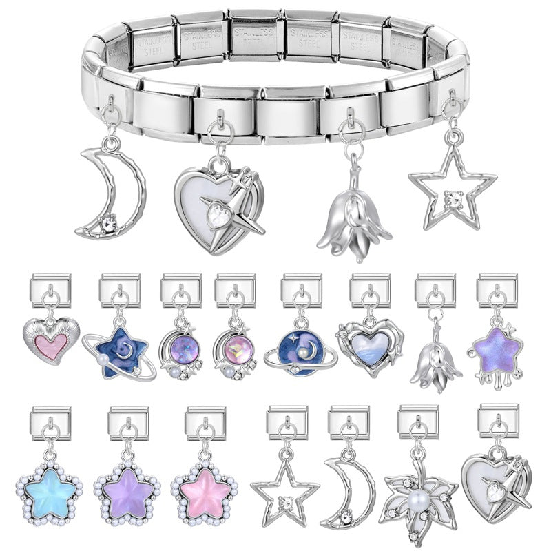 Wholesale Italian Charm Bracelet 9mm DIY Splicing Creative Pendant Stainless Steel Composable Bracelet