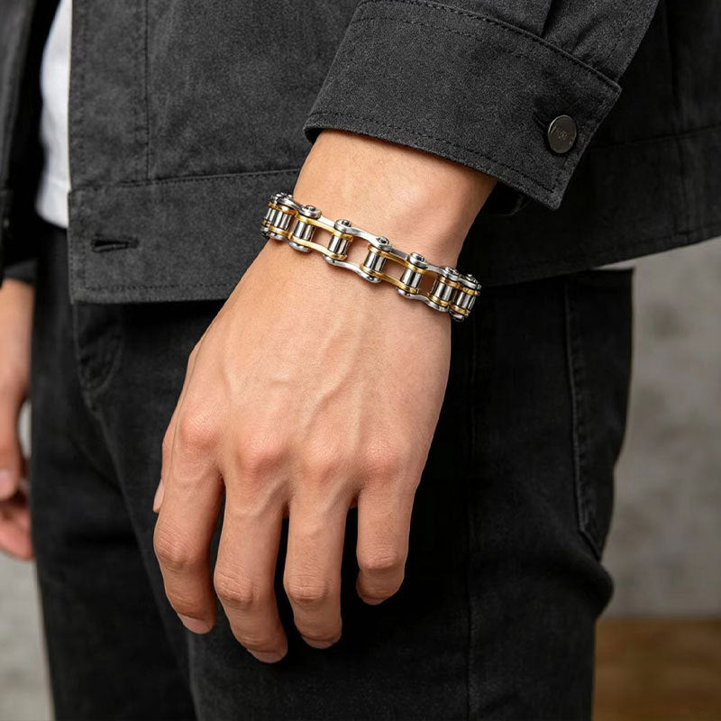 Wholesale Punk Rock Stainless Steel Bracelet for Men,  Motorcycle Chain Design,  Fashion Accessory,  Casual Everyday Wear