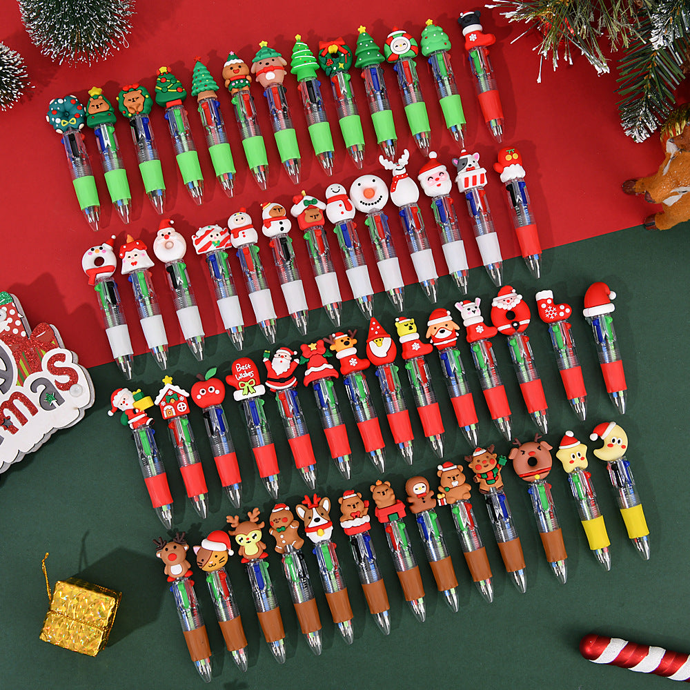 Wholesale Cute cartoon Christmas four-color ballpoint pen