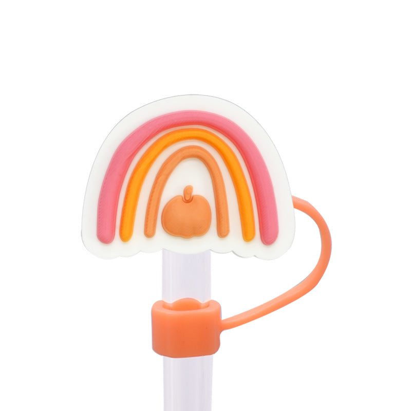 Wholesale Random 100pcs Thanksgiving Series PVC Soft Straw Tube Cap