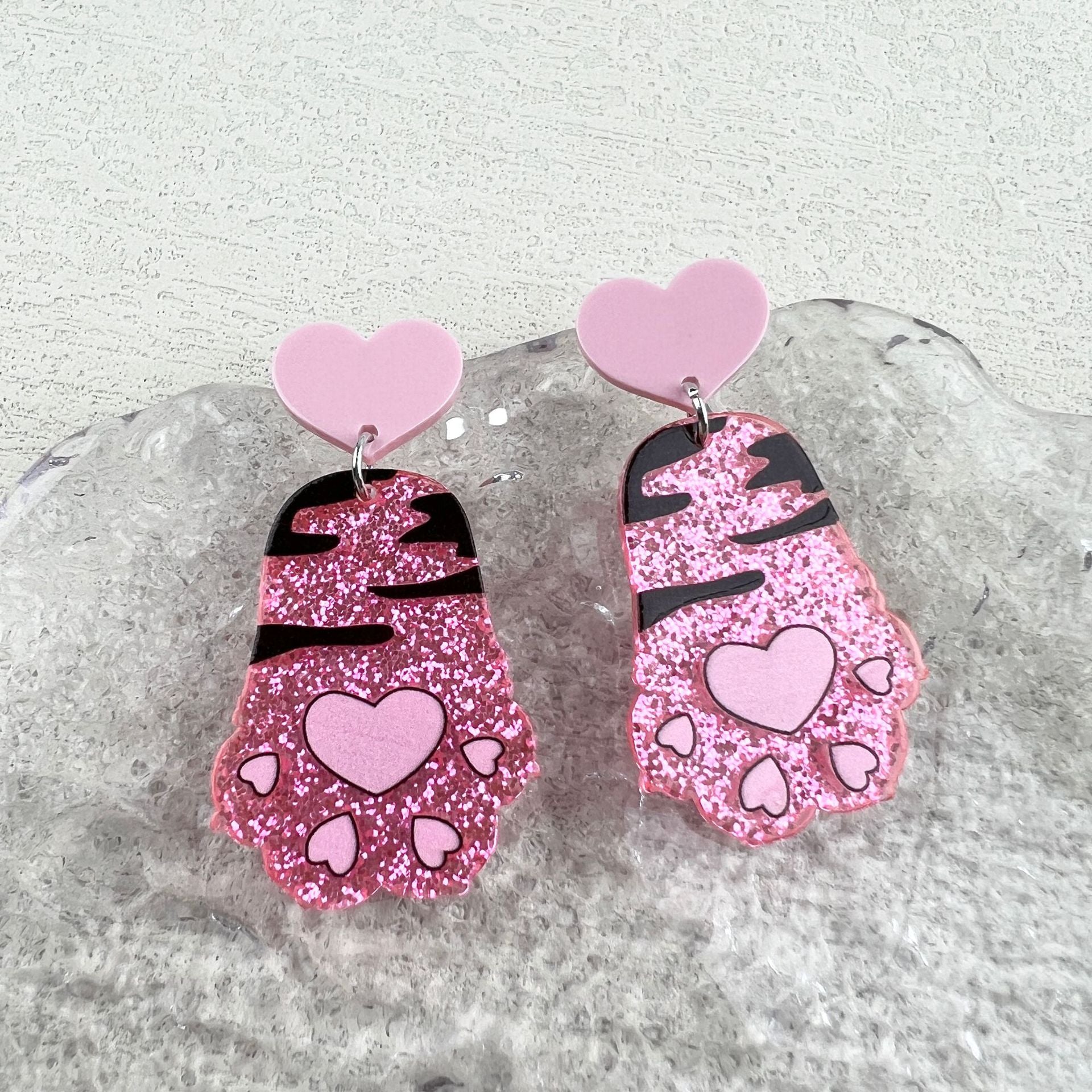 Wholesale Valentine's Day Glitter red tiger claw animal earrings