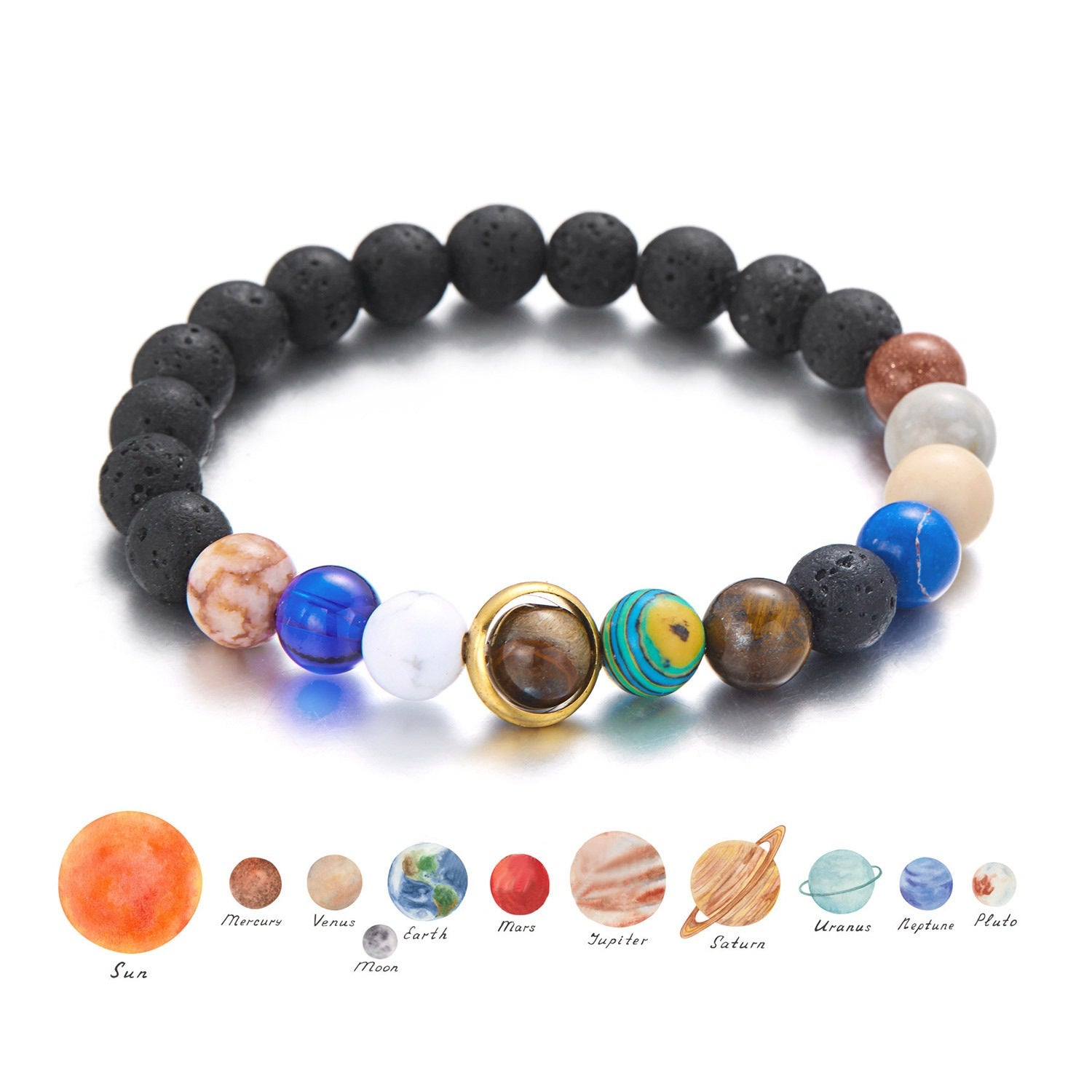 Wholesale Zodiac Planet Bracelet For Couples Handmade Natural Stone Universe Design Fashion Jewelry Accessory Travel Souvenir Gift