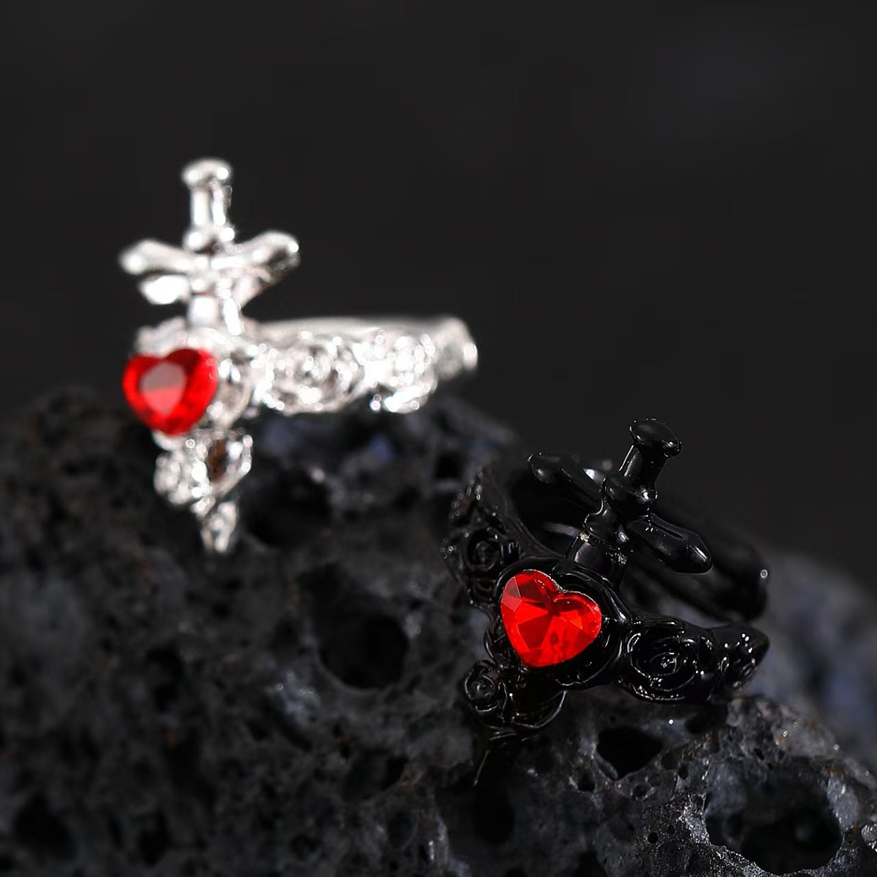 Wholesale Geometric Punk Style Ring with Diamond Pattern - Fashion Accessory for Everyday or Gift