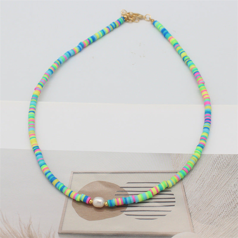 Wholesale  color soft pottery necklace