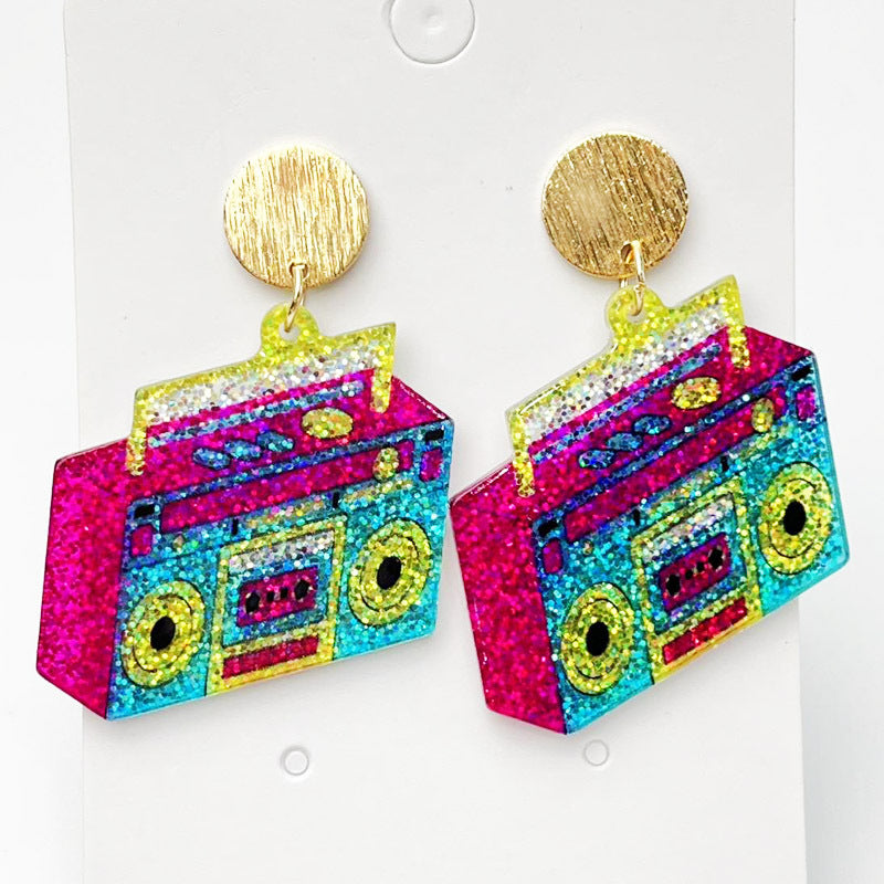 Wholesale 2pairs/pack Fluorescent Color Shiny Lightning Acrylic Earrings ACC-ES-HY113