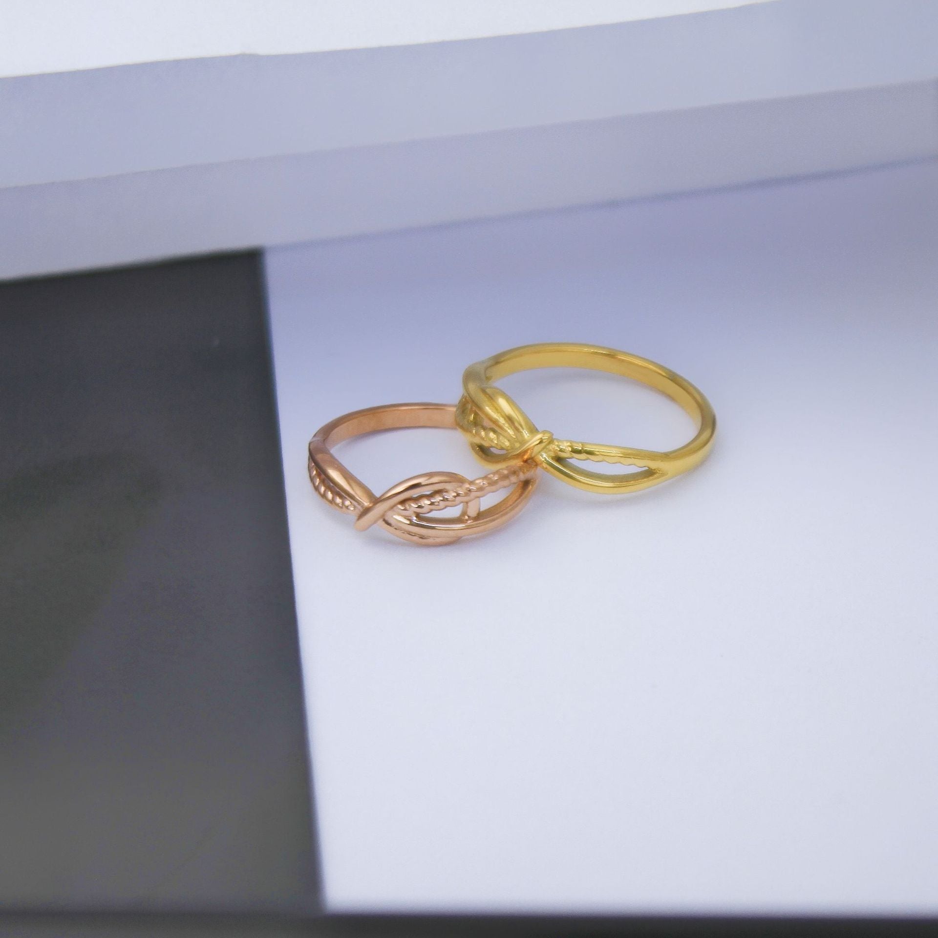 Wholesale Stainless Steel Ring with Geometric Knot Design