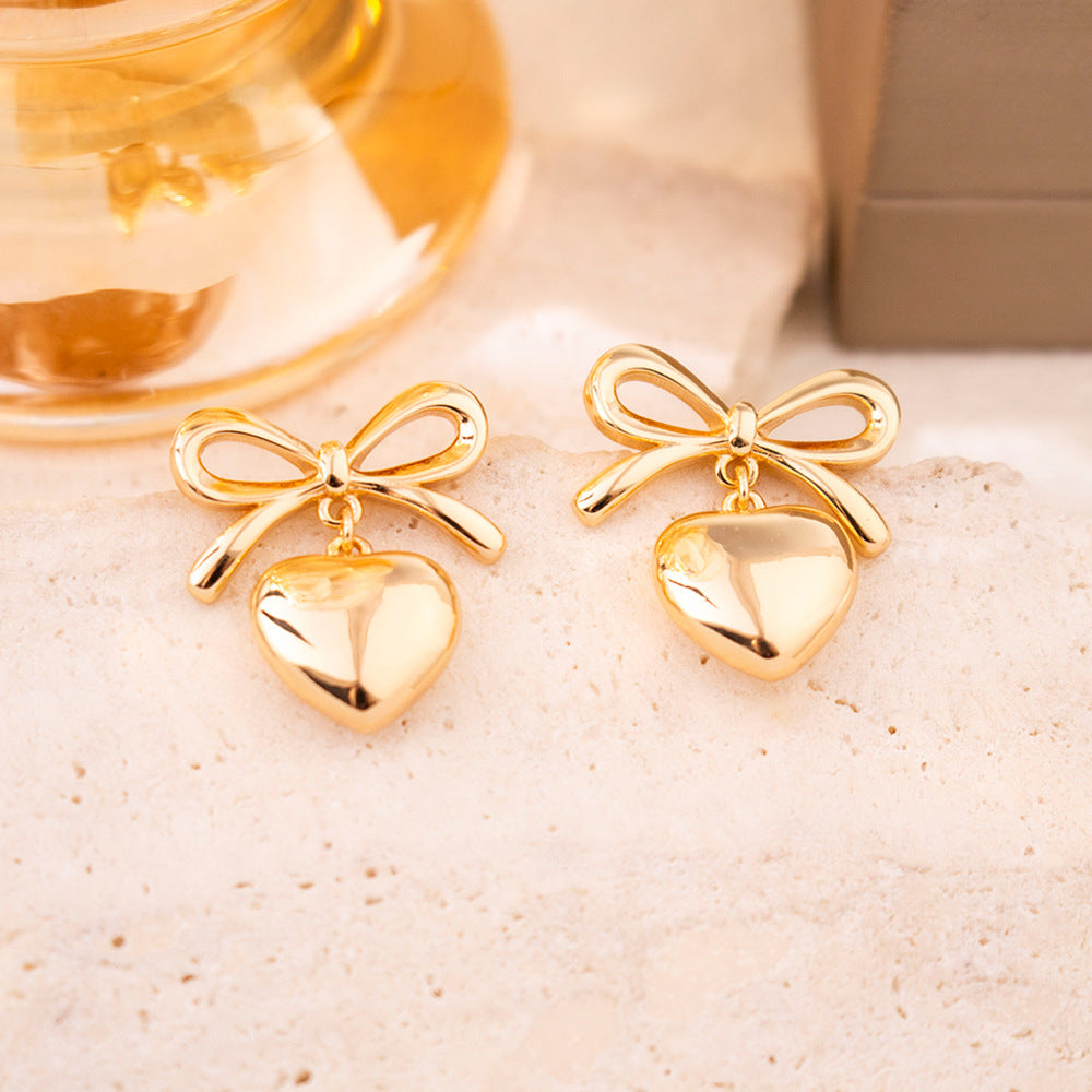 Wholesale Silver Bow Love Stud Earrings