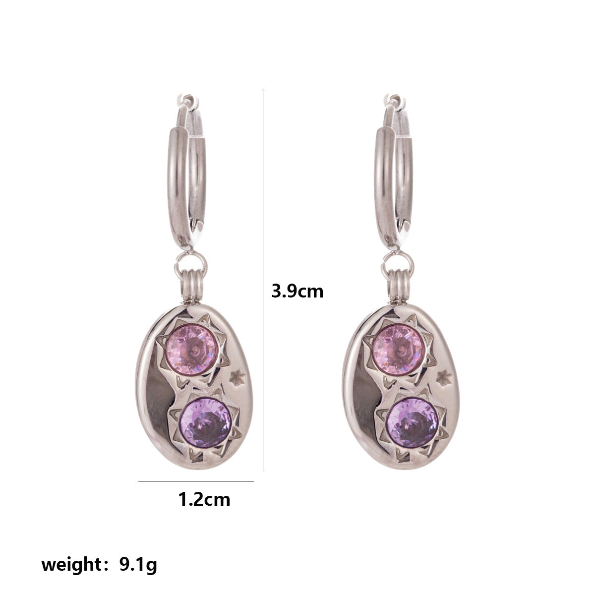 Wholesale Trendy Geometric Zircon Square Earrings Stainless Steel Electroplated for Women Boutique Resale