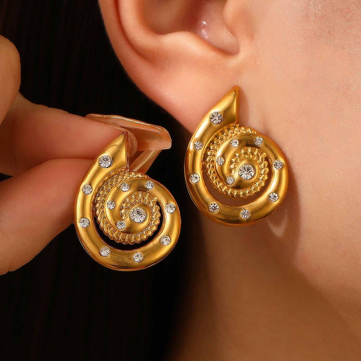 Wholesale Stainless Steel Electroplated Geometric Heart Sun Spiral Eye Earrings Stylish Women S Jewelry Accessory