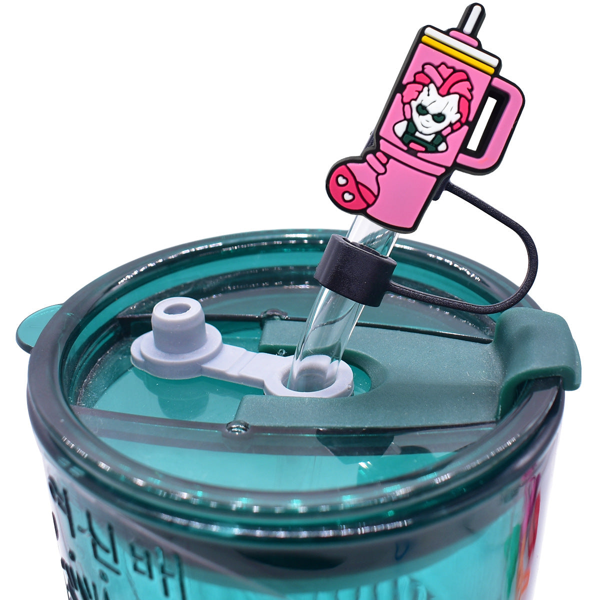 Wholesale Random 100pcs Pink Halloween 10mm PVC Soft Straw Tube Cap ACC-SCR-RYY079