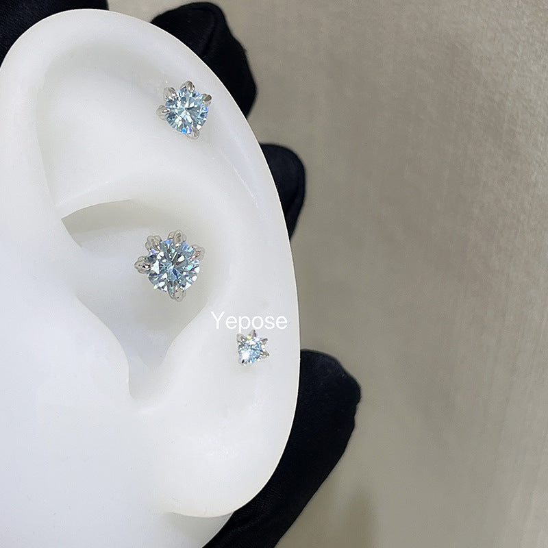 Wholesale  Water Blue Dragon Claw Ear Bone Nail Titanium Steel  Earrings