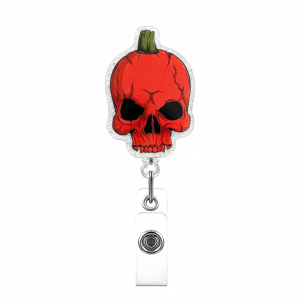Wholesale Acrylic Retractable Badge Reel Lanyard  Pumpkin Design Nurse ID Card Holder Fashion Accessory Boutique Resale