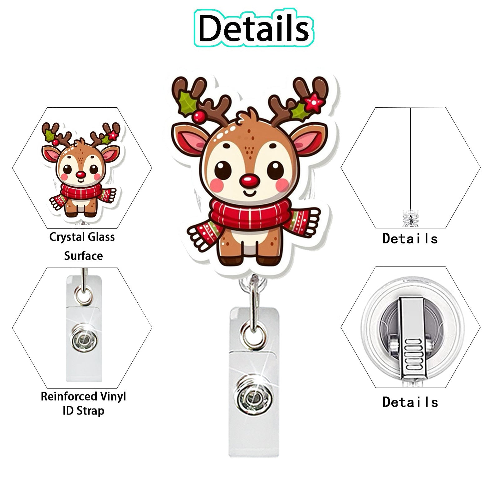Wholesale Christmas Acrylic Dwarf Bow Ghost  Badge Reels