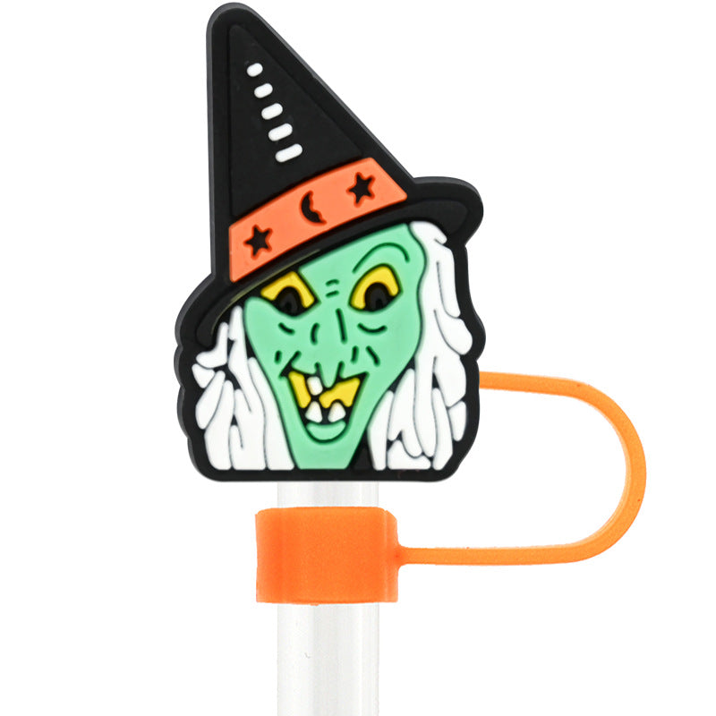 Wholesale Random 100pcs Halloween 10mm PVC Soft Straw Tube Cap ACC-SCR-RYY072