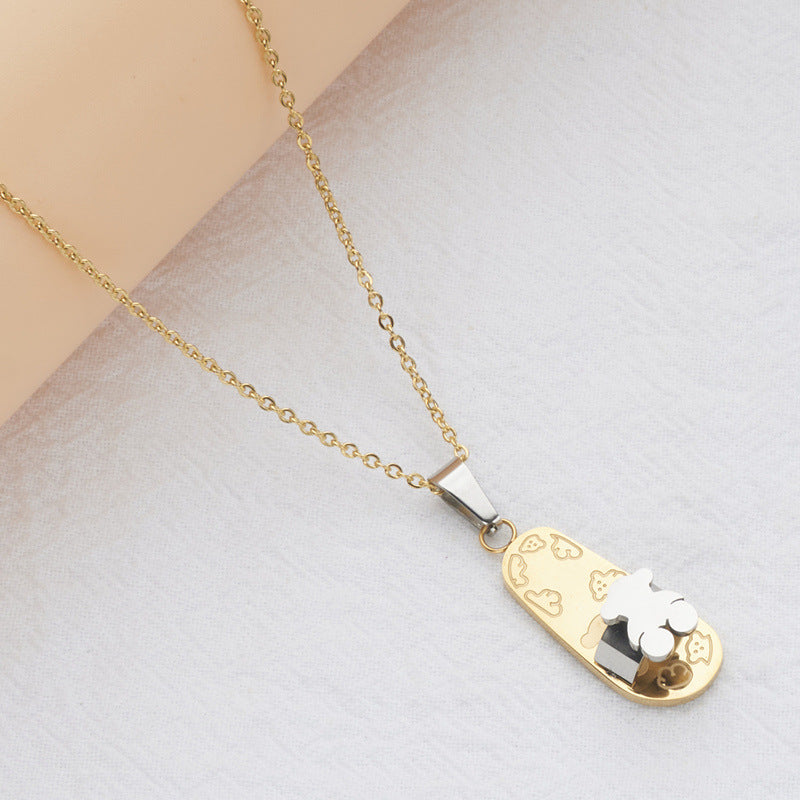 Wholesale Stainless Steel Necklace Golden Bear Slippers Gold Plated Necklace ACC-NE-MS032