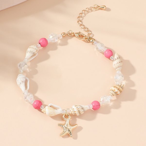 Wholesale  Bohemian Beach Vacation Marine Foot Fashion Conch Rice Bead Shell Beaded Necklace