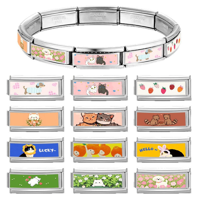 Wholesale  Italian Charm Bracelet 9mm DIY Splicing Cute Creative Stainless Steel Composable Bracelet