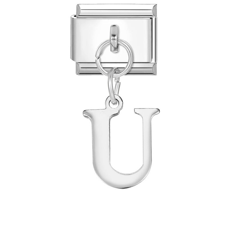 Wholesale 9mm Italian Charm Starter Bracelets DIY Letter Pendant Stainless Steel Composable Bracelet