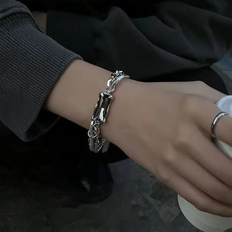 Wholesale Gray Diamond Titanium Steel Bracelet for Everyday Wear Jewelry Accessory