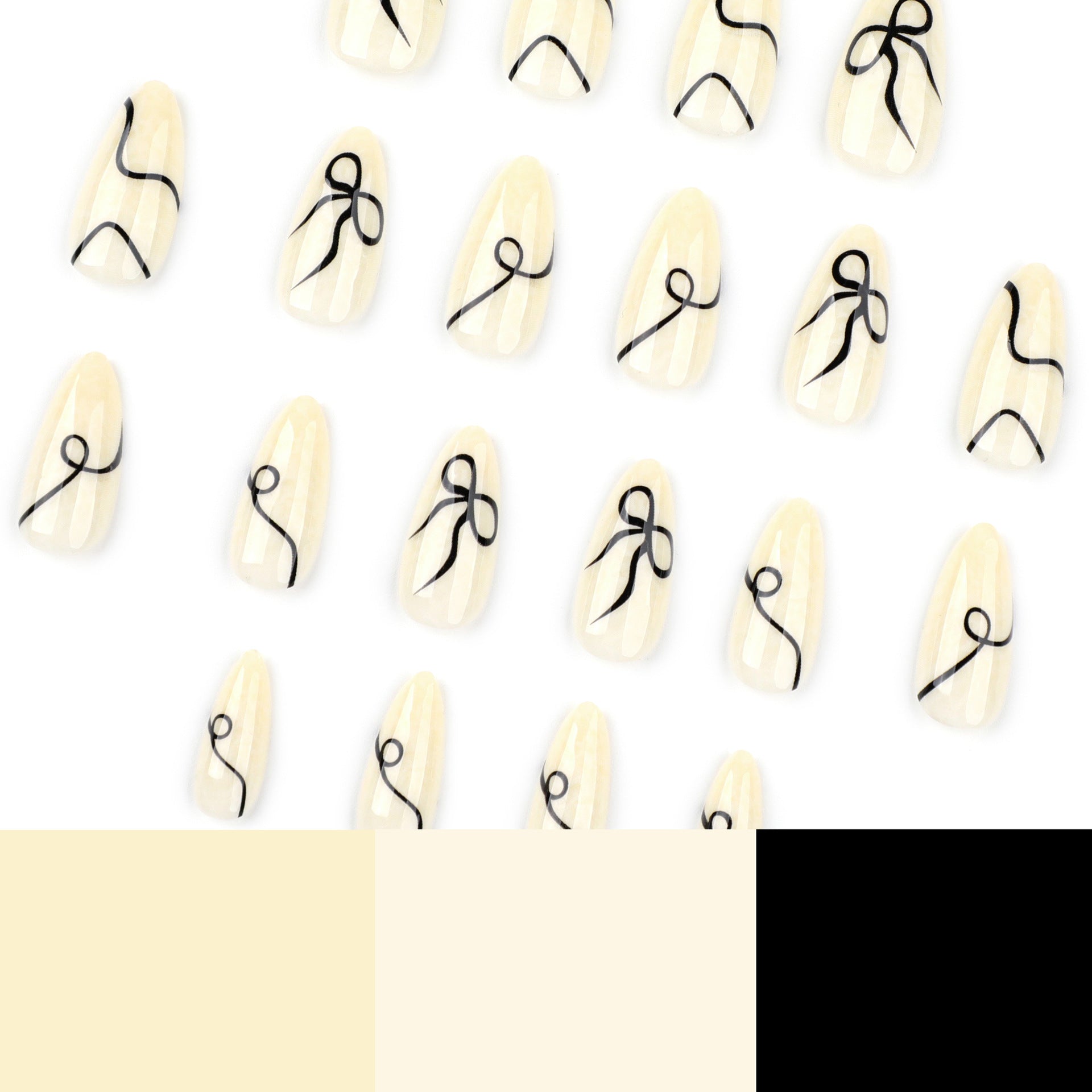 Wholesale 24 Pieces/box Black Bow Nails Kits Nail Stickers