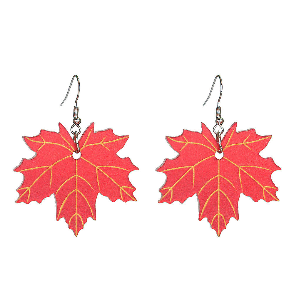 Wholesale  Maple Leaf Earrings Thanksgiving Acrylic  Earrings