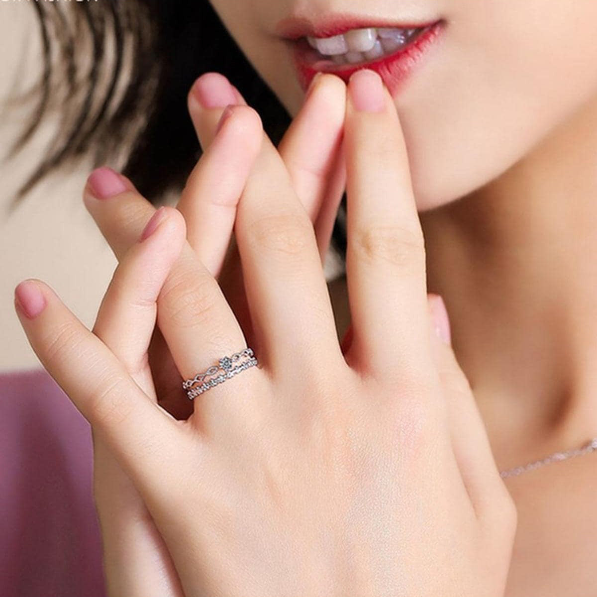 Wholesale Diamond-studded open adjustable ring cross hollow light luxury ring