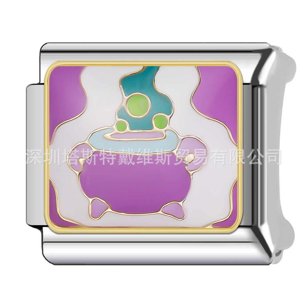 Wholesale 9mm Italian Charm Starter Bracelets DIY square Single Section Creative Stainless Steel Composable Bracelet