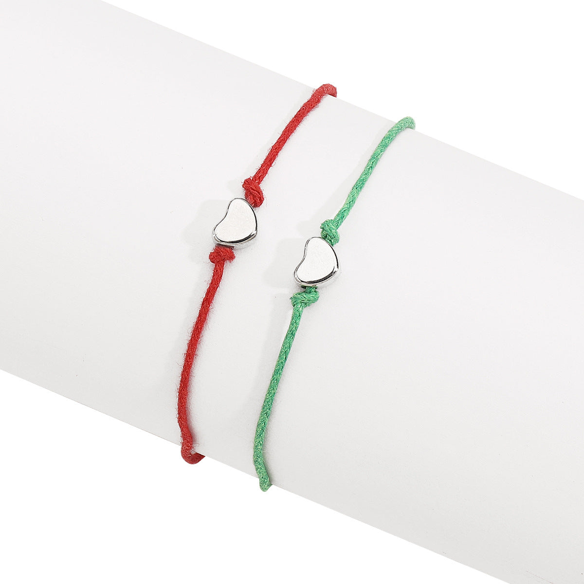 Wholesale Love Star Bracelet suit Christmas Red and Green Color Wax Rope Woven Bracelet