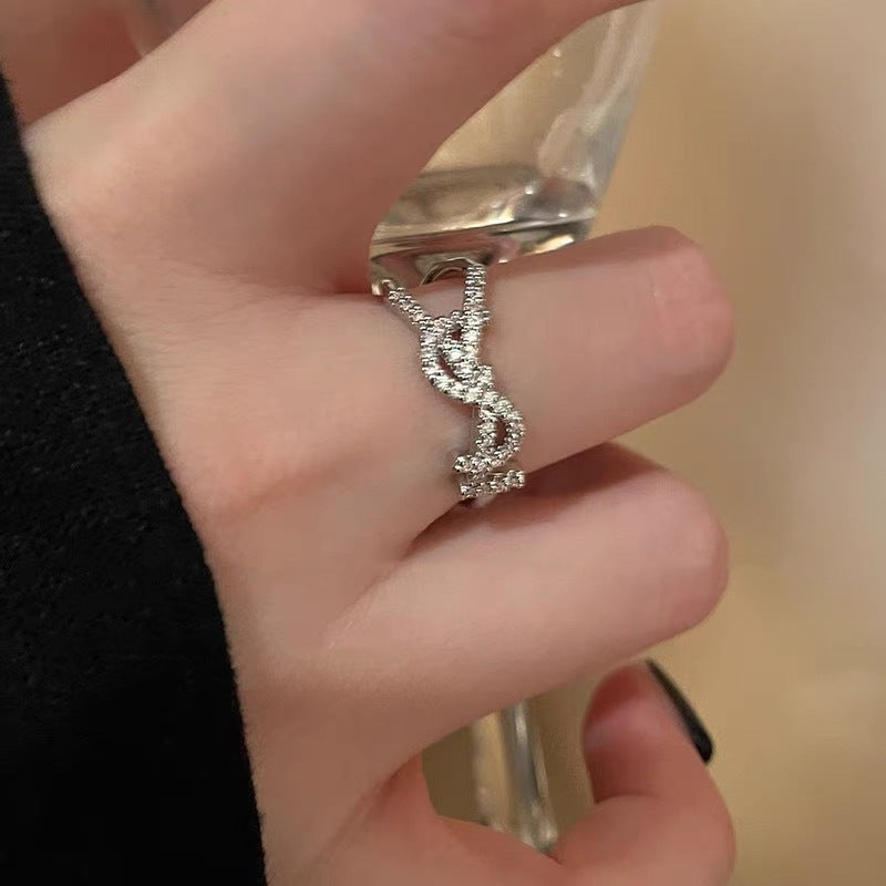 Wholesale Zinc Alloy Electroplated Zircon Letter Open Ring Trendy Geometric Women S Index Finger Ring Everyday Fashion Jewelry Accessory