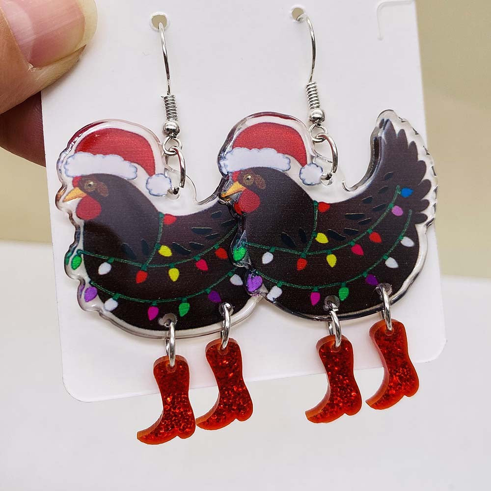 Wholesale Christmas Acrylic Colorful Elk Earrings