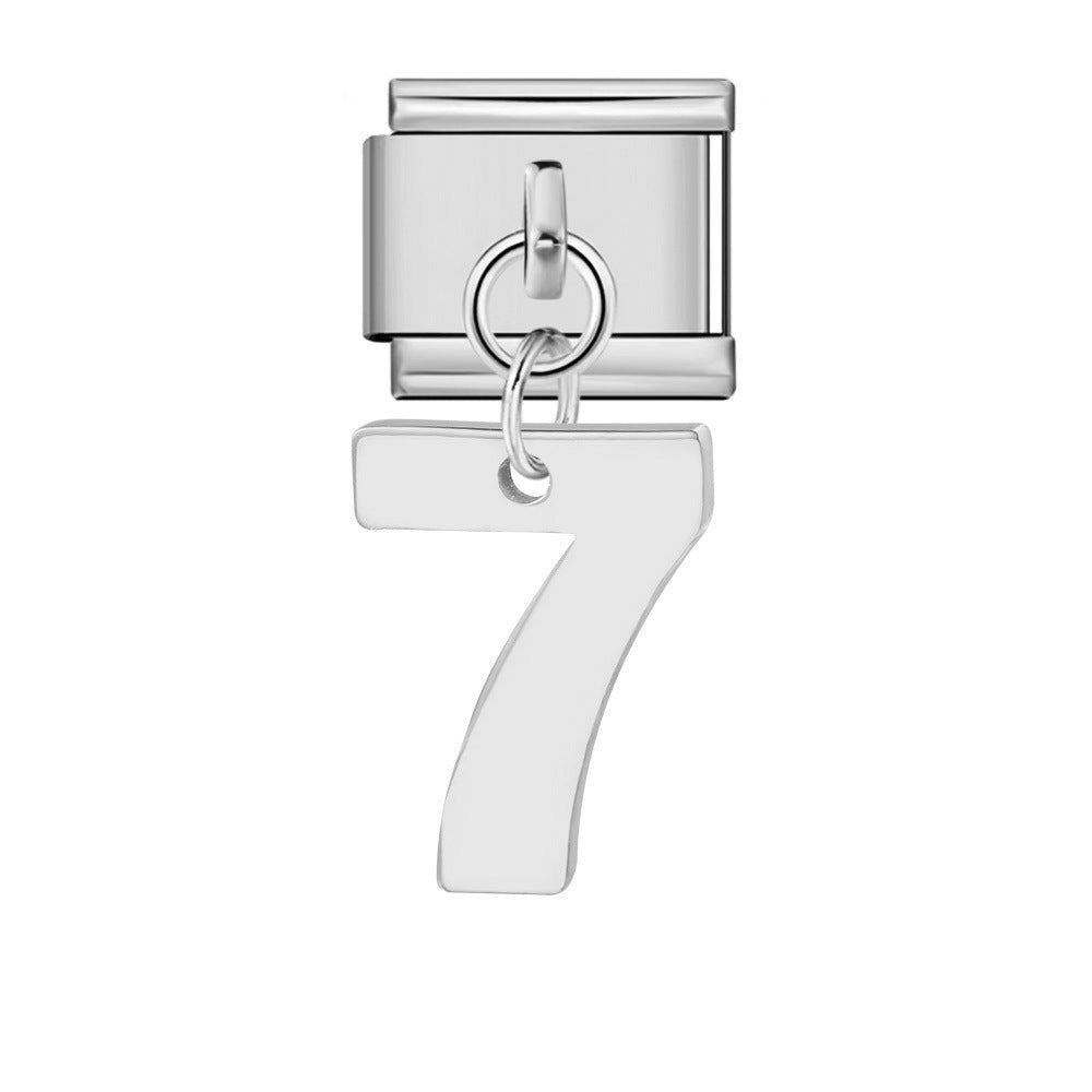 Bracciale fai da te con ciondolo con gancio in acciaio inossidabile a una cifra modulare italiano all'ingrosso