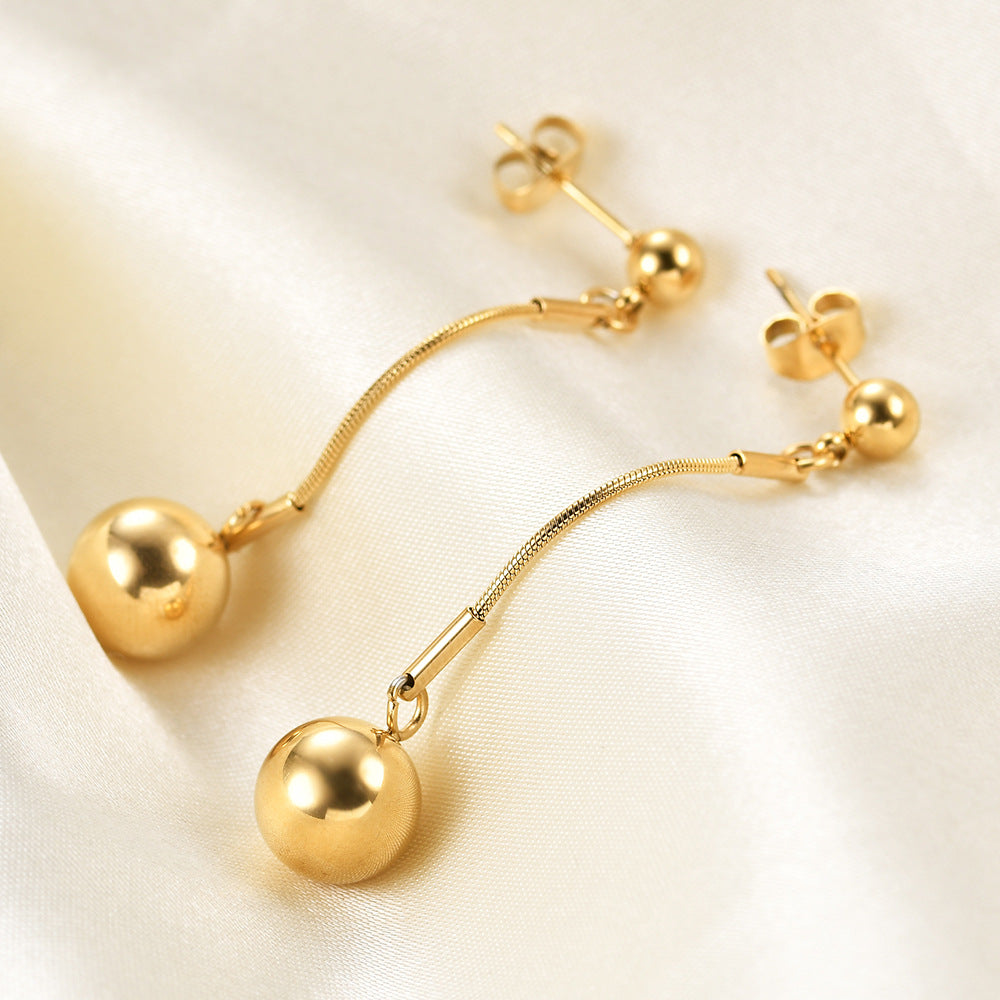 Wholesale 304 Titanium Steel Round Ball 18K Gold Minimalist Earrings