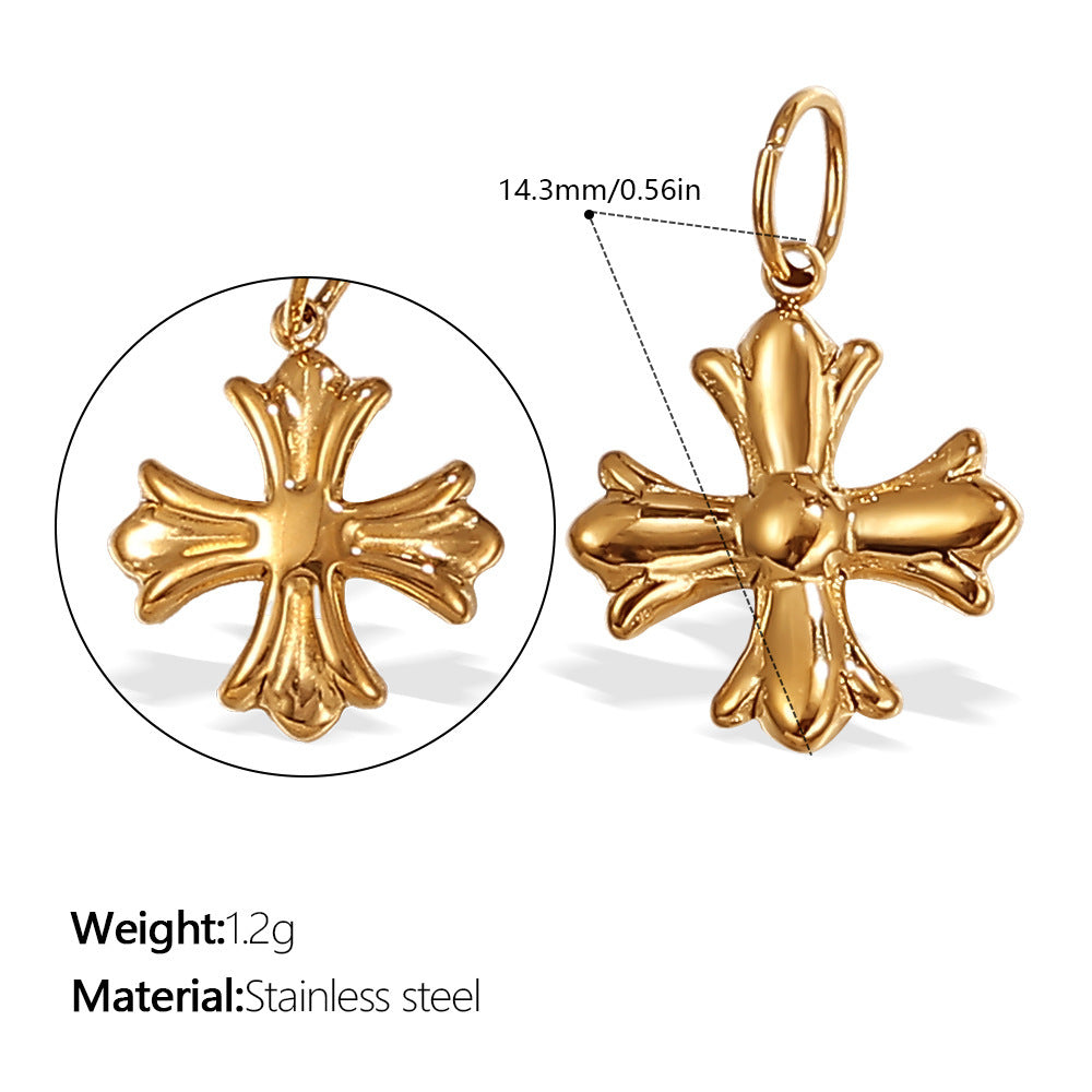 Wholesale Irregular Cross-Shaped DIY Stainless Steel Pendant Full Diamond Jewelry Accessories Necklace Zircon Diamond Inlaid
