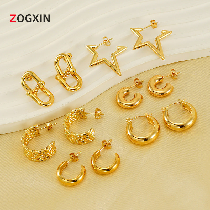 Wholesale  stainless steel plated 18k gold earrings