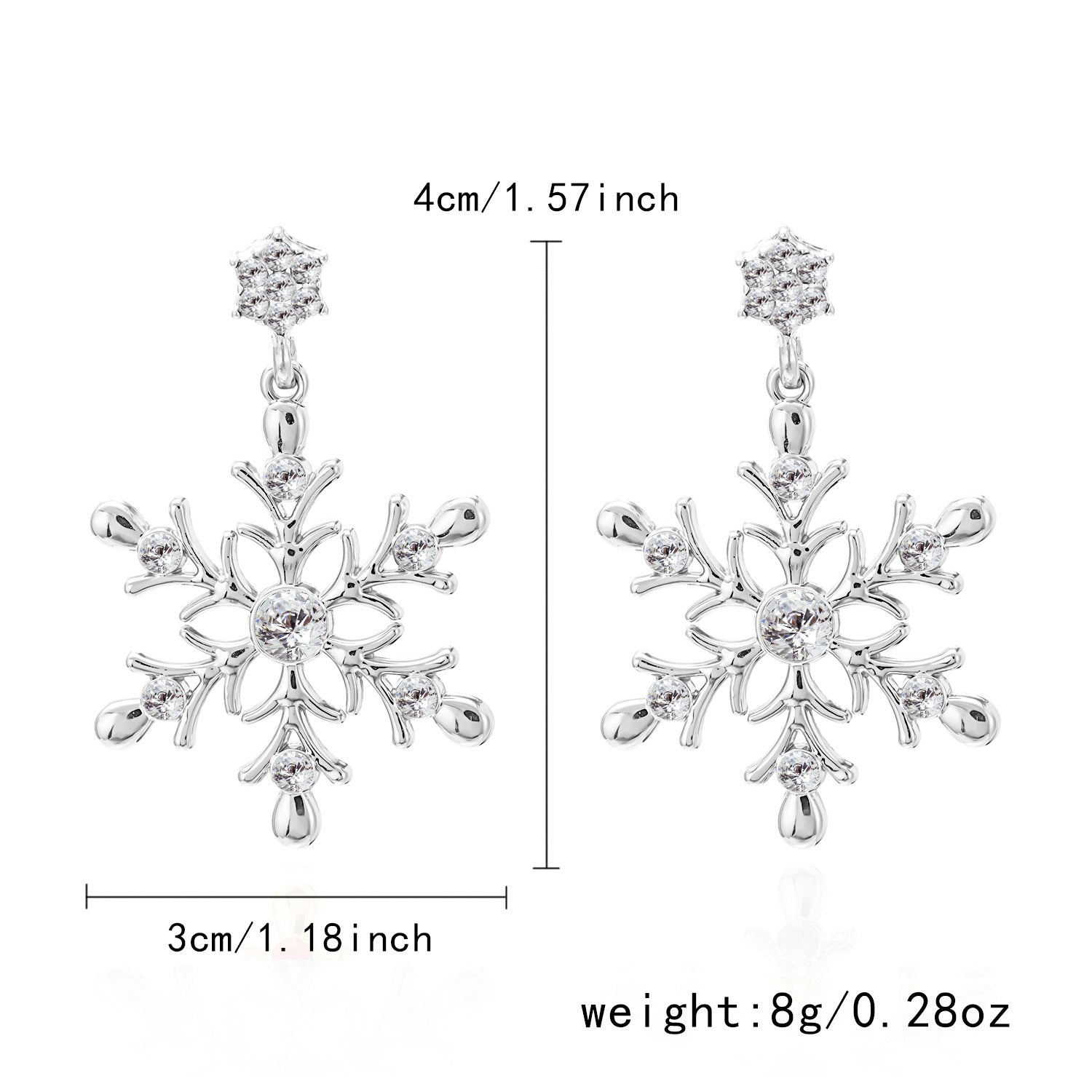 Wholesale  Christmas Earrings  Diamond Pearl Winter Christmas Snowflake Earrings