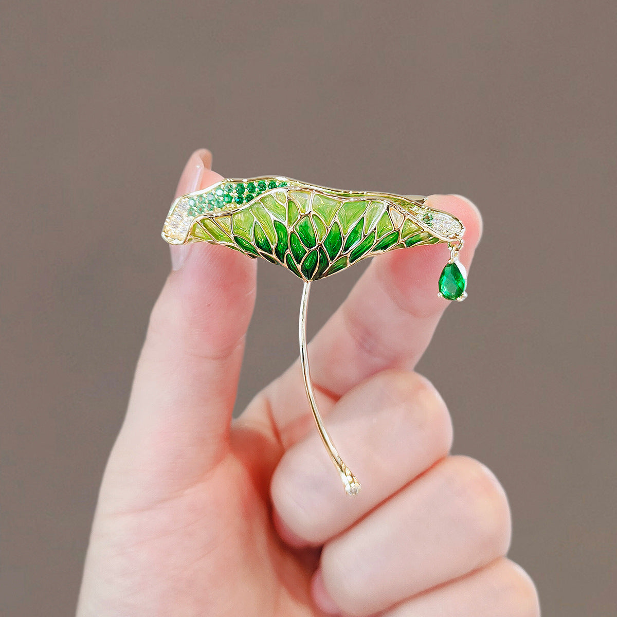 Wholesale  Brooch Lotus  Green Exquisite Lotus  Brooch