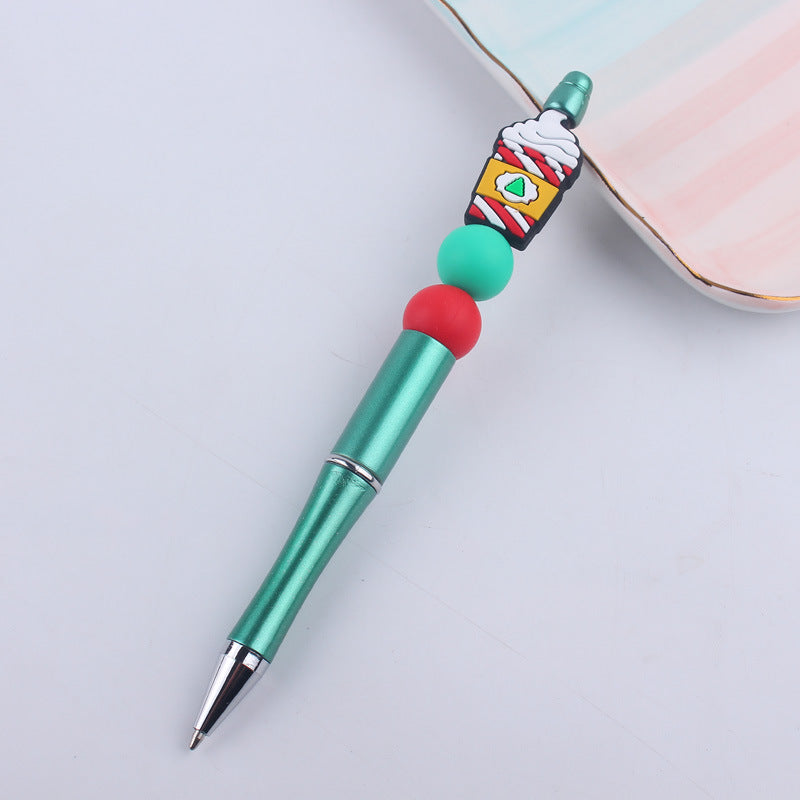 Wholesale  beaded pen DIY creative coffee cup silicone teether handmade beaded pen
