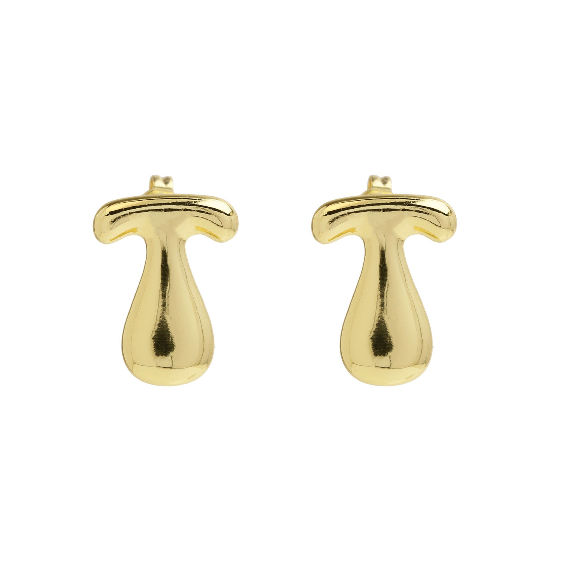 Wholesale  copper plated 18k real gold chubby bubble balloon 26 English letter earrings